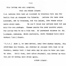 Letters from Carl Linger