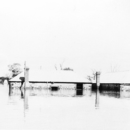 Cobdogla homestead with water almost up to the roof in 1956 flood