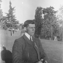 Young man in garden