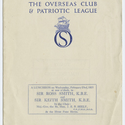Menu of a luncheon at the Hyde Park Hotel, Knightsbridge.