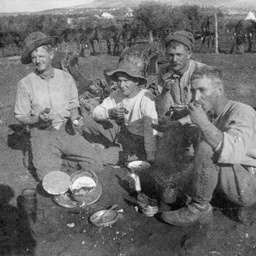 Soldiers eating.