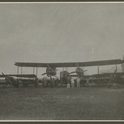 Vickers Vimy and crew at hangar, Thailand.