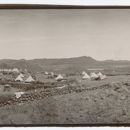 Army camp on dry plain